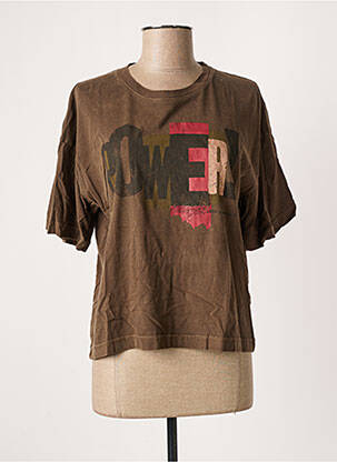 T-shirt sérigraphie manches courtes marron LEON & HARPER femme