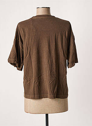 T-shirt sérigraphie manches courtes marron LEON & HARPER femme