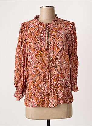 Blouse légère et transparente manches longues orange SET femme
