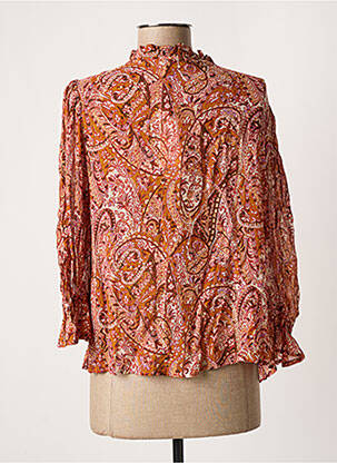 Blouse légère et transparente manches longues orange SET femme