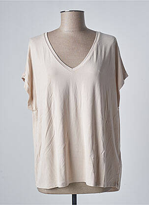 Top stretch manches courtes beige MAJESTIC FILATURES femme
