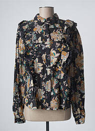 Chemisier imprimé fleurs manches longues noir LEON & HARPER femme