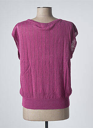 Pull tissage chiné manches courtes violet DIEGA femme
