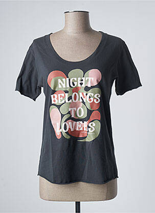 T-shirt imprimé fantaisie manches courtes gris LEON & HARPER femme