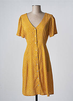 Robe courte manches courtes manches courtes jaune ONLY femme