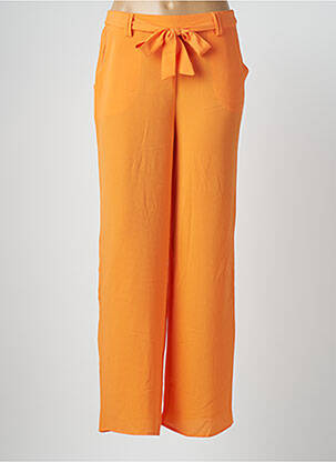 Pantalon large tissage crêpe taille normale orange ONLY femme