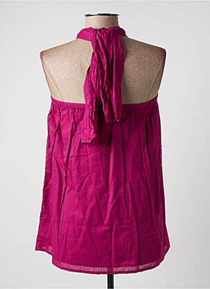 Top col v sans manche rose DIEGA femme