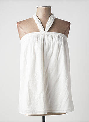 Top col v sans manche blanc DIEGA femme
