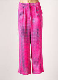 Pantalon large tissage crêpe taille haute rose ONLY femme