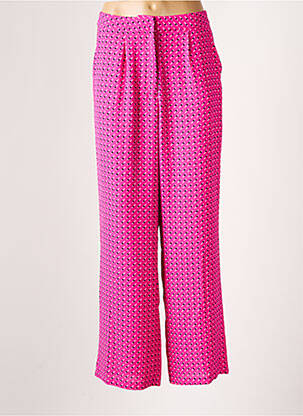 Pantalon large tissage crêpe taille haute rose ONLY femme
