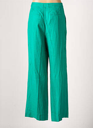 Pantalon large tissage crêpe taille haute vert LEON & HARPER femme