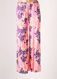 Pantalon droit tissage popeline taille normale rose GENESIS femme