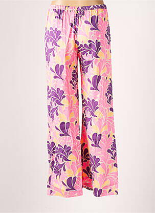 Pantalon droit tissage popeline taille normale rose GENESIS femme
