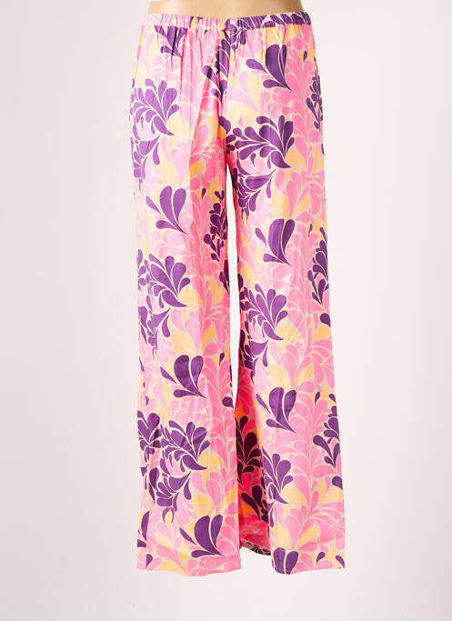 Pantalon droit tissage popeline taille normale rose GENESIS femme