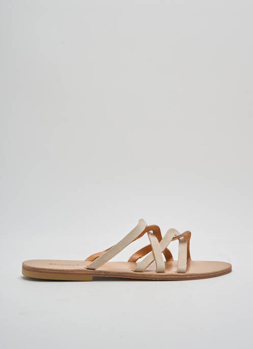 Mules/sabots chiquet talon plat jusqu'à 3cm beige SANDALIA CYCLADES femme