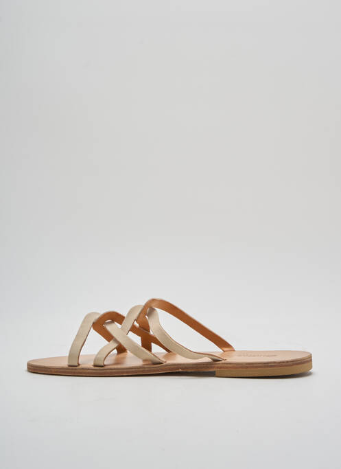 Mules/sabots chiquet talon plat jusqu'à 3cm beige SANDALIA CYCLADES femme