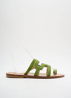 Tongs chiquet talon plat jusqu'à 3cm vert SANDALIA CYCLADES femme
