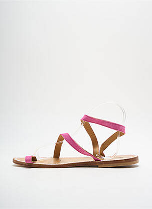 Tongs chiquet talon plat jusqu'à 3cm rose SANDALIA CYCLADES femme