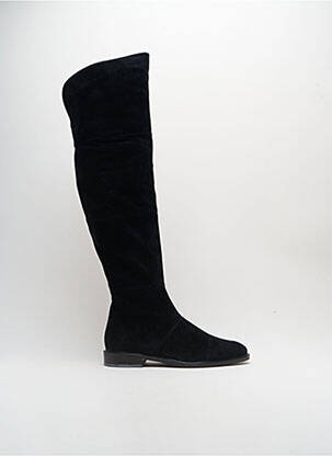 Cuissardes nubuck talon plat jusqu'à 3cm noir WHAT FOR femme