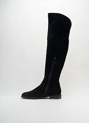 Cuissardes nubuck talon plat jusqu'à 3cm noir WHAT FOR femme