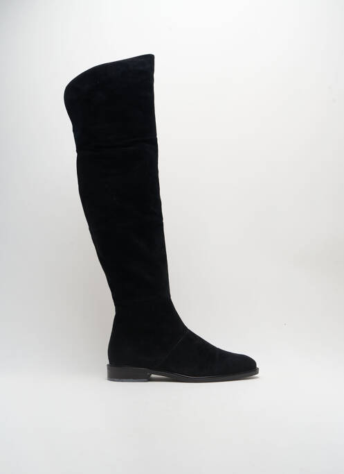 Cuissardes nubuck talon plat jusqu'à 3cm noir WHAT FOR femme
