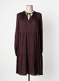 Robe mi-longue coupe fluide manches longues marron MÊME ROAD femme