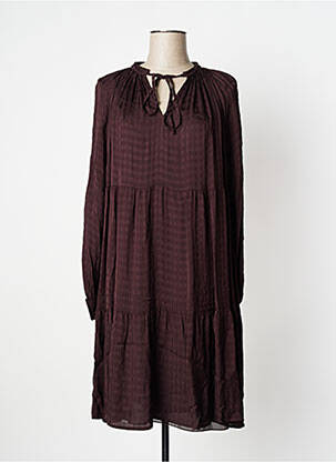 Robe mi-longue manches longues manches longues marron MÊME ROAD femme