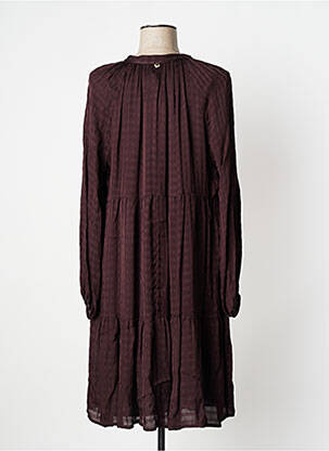 Robe mi-longue coupe fluide manches longues marron MÊME ROAD femme
