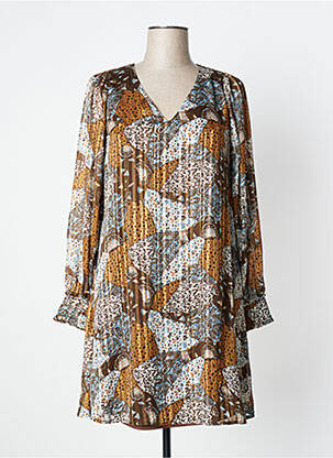 Robe courte coupe fluide manches longues marron LOLA ESPELETA femme