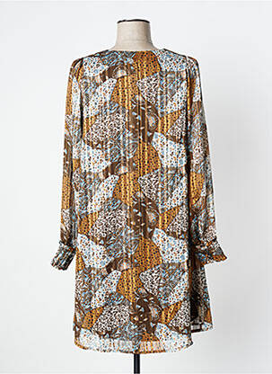 Robe courte coupe fluide manches longues marron LOLA ESPELETA femme