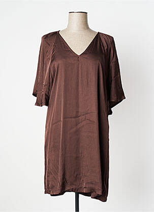 Robe courte manches 3/4 manches 3/4 marron MÊME ROAD femme