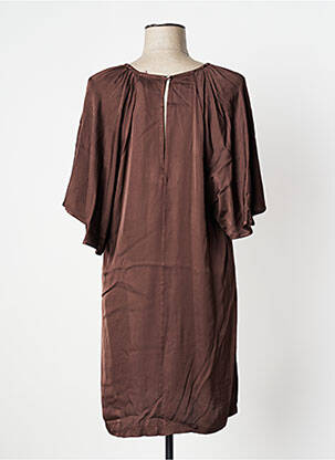 Robe courte coupe fluide manches 3/4 marron MÊME ROAD femme