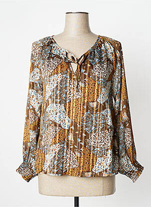 Blouse légère et transparente manches longues marron LOLA ESPELETA femme