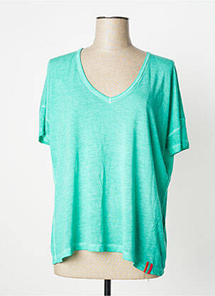 T-shirt coupe droite manches courtes vert HAPPY femme