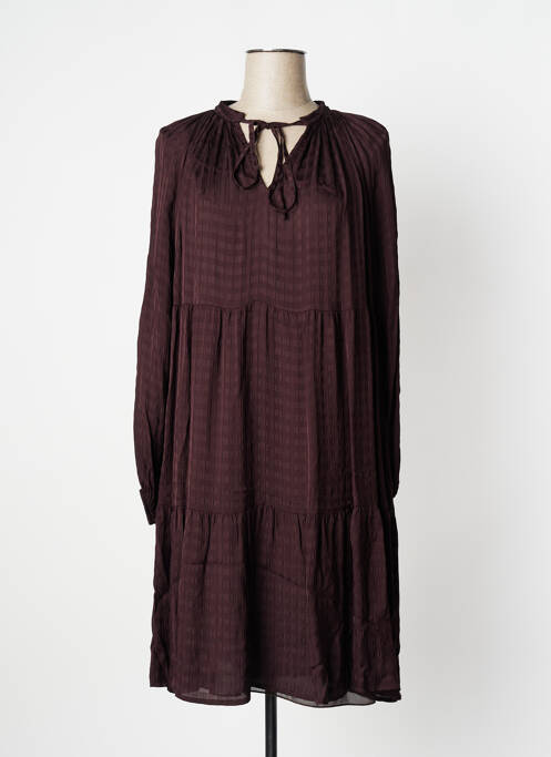 Robe mi-longue manches longues manches longues marron MÊME ROAD femme