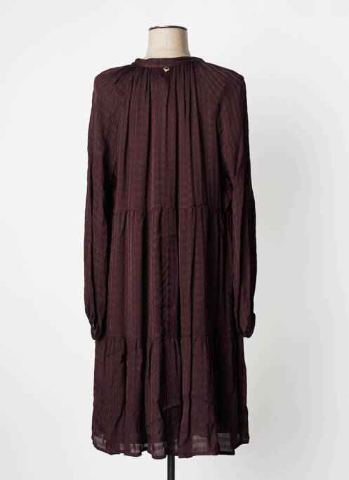 Robe mi-longue manches longues manches longues marron MÊME ROAD femme