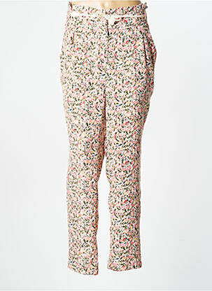 Pantalon droit tissage crêpe taille haute rose LAURE + MAX femme