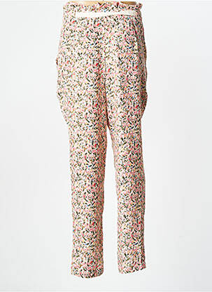 Pantalon droit tissage crêpe taille haute rose LAURE + MAX femme