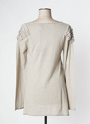 Pull tunique tissage lainage manches longues gris LAUREN VIDAL femme