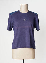 Pull tissage chiné manches courtes bleu CHASSAGNARD femme