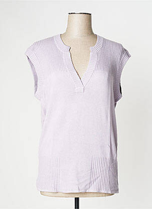 Pull col v manches courtes violet BEST MOUNTAIN femme