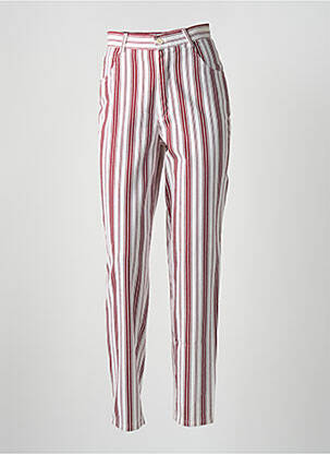 Pantalon slim tissage popeline taille haute rouge LECOMTE femme