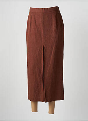 Jupe mi-longue coupe droite marron MANOUKIAN femme