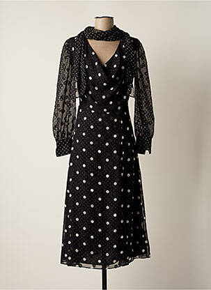 Robe mi-longue tissage crêpe manches longues noir TOMMY HILFIGER femme