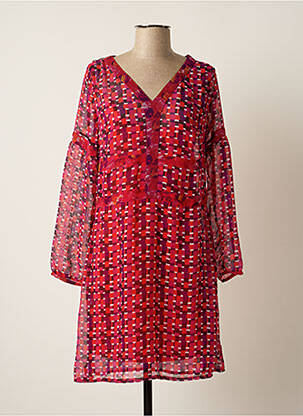 Robe mi-longue coupe fluide manches longues rose LA FIANCEE DU MEKONG femme