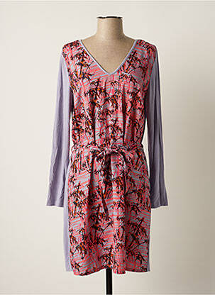 Robe mi-longue imprimé fantaisie manches longues violet LA FIANCEE DU MEKONG femme