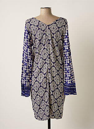 Robe mi-longue manches longues manches longues bleu LA FIANCEE DU MEKONG femme