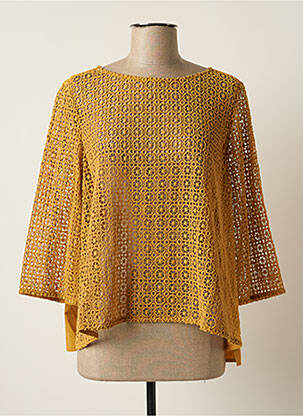 Top col rond manches 3/4 jaune STELLA FOREST femme
