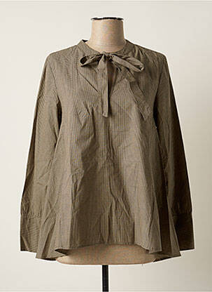 Blouse tissage popeline manches longues marron STELLA FOREST femme