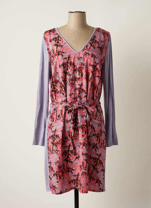 Robe mi-longue imprimé fantaisie manches longues violet LA FIANCEE DU MEKONG femme